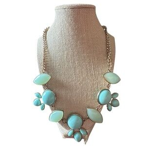 Vintage Pale Turquoise and Sea Green Stone Gold Necklace